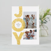 Blij twee foto gespikkeld goud modern Kerstmis  Folie Feestdagenkaart (Staand Voorkant)