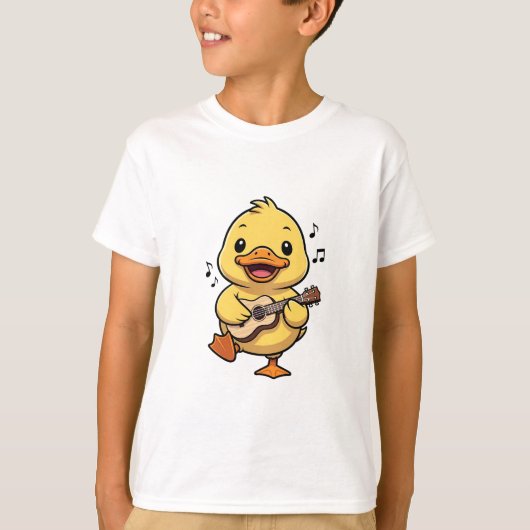 Blij Ukulele Spelend Eend Kinderen T-shirt (Voorkant)