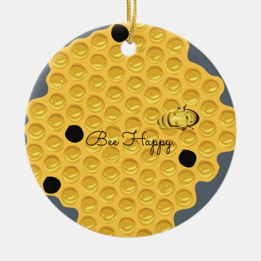 Blij van bijen en de Honeycomb Keramisch Ornament (Voorkant)