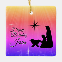 Blij van de verjaardag Jezus, kerstgeboorte Keramisch Ornament