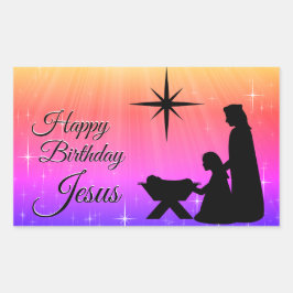 Blij van de verjaardag Jezus, kerstgeboorte Rechthoekige Sticker
