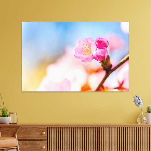 Blij van verjaardag van de bloesems van de Sakura Canvas Afdruk (Insitu (Woonkamer))