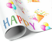 Blij verjaardag kleurrijke ballonnen cadeaupapier (Rol Hoek)