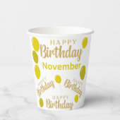 Blij verjaardag November verjaardagen Papierkop Papieren Bekers (Achterkant)