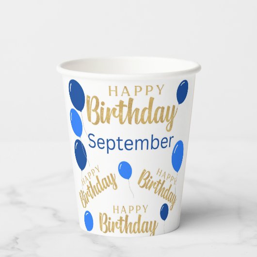 Blij verjaardag September Birthdays Paper cup Papieren Bekers (Achterkant)
