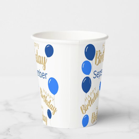 Blij verjaardag September Birthdays Paper cup Papieren Bekers (Rechts)