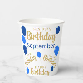Blij verjaardag September Birthdays Paper cup Papieren Bekers