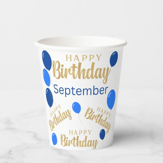 Blij verjaardag September Birthdays Paper cup Papieren Bekers (Voorkant)