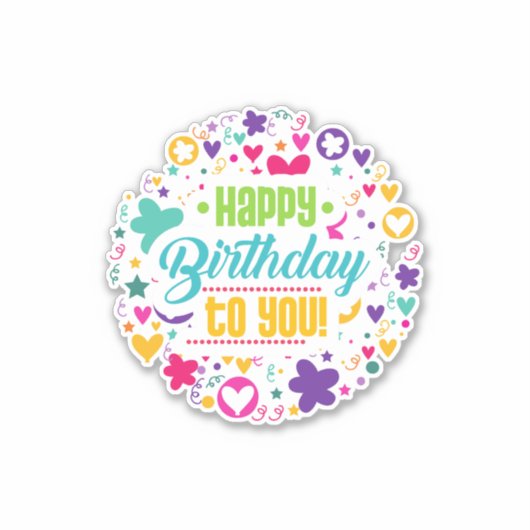 blij verjaardagsjaar Aangepaste vinylSticker Sticker (Voorkant)