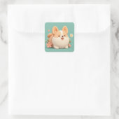 Blij Vet Klei Corgi Vierkante Sticker (Tas)