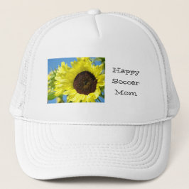 Blij Voetbal Moeder hoeden Gele Zonnebloemen Sport Trucker Pet