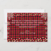 Blij voor de wereld, sneeuwvlokken Buffalo plaid f Feestdagenkaart (Achterkant)