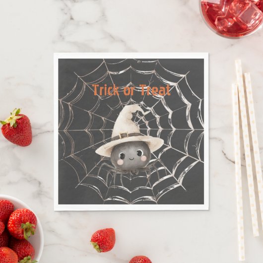Blij vriendelijke spin op web Halloween Servet (Insitu)