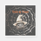 Blij vriendelijke spin op web Halloween Servet (Voorkant)