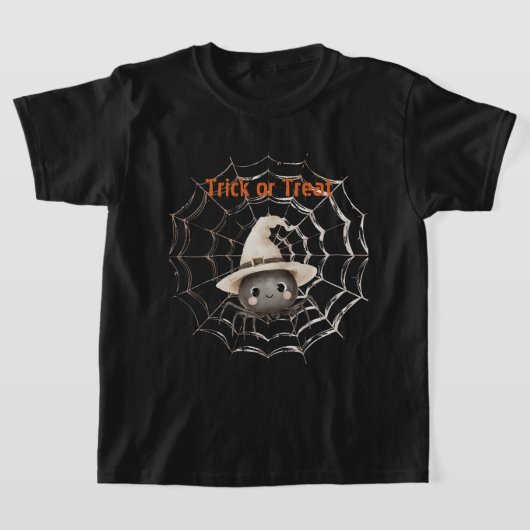 Blij vriendelijke spin op web Halloween T-shirt (Laagn)