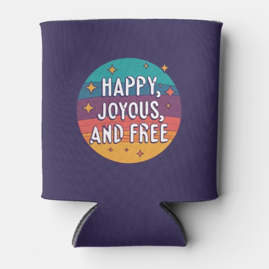 Blij, vrolijk, vrij, Motivatie, Inspirerend Blikjeskoeler (Voorkant)