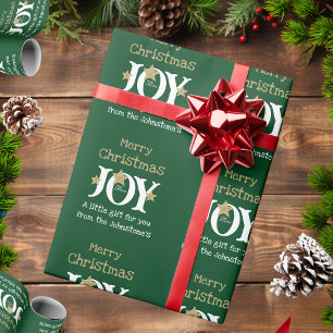 Blij! Vrolijke Chic Rustic Script Green Christmas Cadeaupapier
