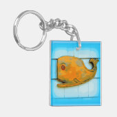 blij walvisblauw sleutelhanger (Voorkant Links)