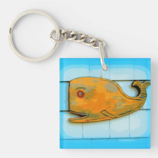blij walvisblauw sleutelhanger (Voorkant)