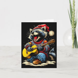 Blij wasbeer speelt gitaar dier gitarist kerst kaart