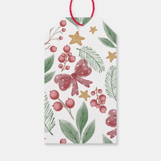 blij | Waterverf boog moderne kerst Cadeaulabel (Achterkant)