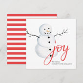 Blij. Waterverf leuke kerst sneeuwpop. Rood Wit Feestdagenkaart (Voorkant / Achterkant)