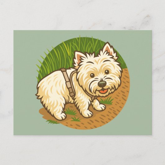 Blij Westie op natuurpad Briefkaart (Voorkant)