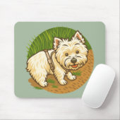 Blij Westie op natuurpad Muismat (Met muis)