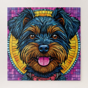 Blij Yorkshire Terrier-hond in mozaïekstijl Legpuzzel