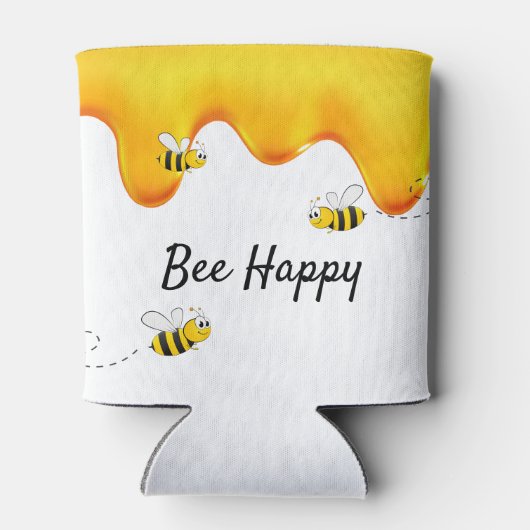 Blij zijn bijen honing druppels blikjeskoeler (Achterkant)