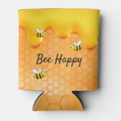 Blij zijn hommels honingraat honing druppels blikjeskoeler (Voorkant)
