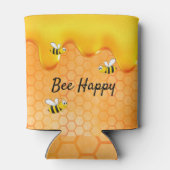 Blij zijn hommels honingraat honing druppels blikjeskoeler (Achterkant)