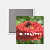 Blij zijn Rode Bloem Magneet (Voorkant / Achterkant)