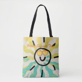 Blij zomertijd kleurig patroon zon ziet er mooi ui tote bag (Voorkant)
