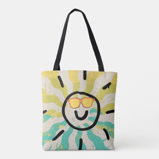 Blij zomertijd kleurig patroon zon ziet er mooi ui tote bag (Achterkant)