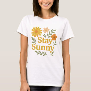 Blij Zonneschijn Retro Bloemige Positieve Vibes T-shirt