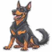 Blij zwart en bruin hond sticker (Voorkant)