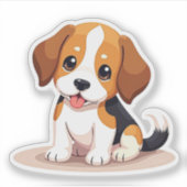Blijbe Beagle Puppy – Chibi Kunststicker Sticker (Voorkant)