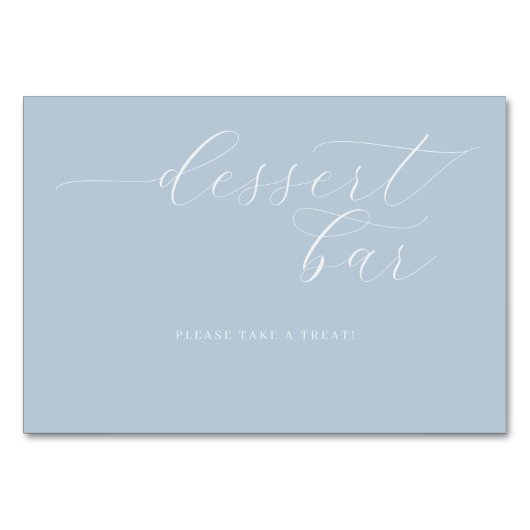 Blijblauw Cursief Dessertbarbord Kaart (Voorkant)