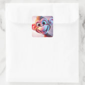 Blijde Aap Jungle Vibes Vierkante Sticker (Tas)