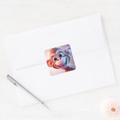 Blijde Aap Jungle Vibes Vierkante Sticker (Envelop)