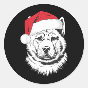 Blijde Akita Kerstman Hond Op Akita Kerstmis Ronde Sticker