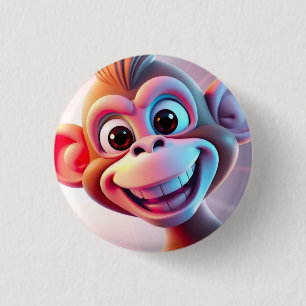 Blijde Apen Jungle Vibes Ronde Button 3,2 Cm
