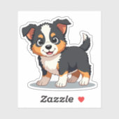 Blijde Australische Herdershond Puppy – Chibi Kuns Sticker (Vel)