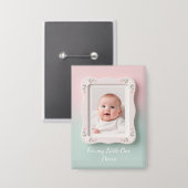 Blijde Baby Bloem Roze Groen Lijst Button (Voorkant / Achterkant)