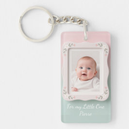 Blijde Baby Bloem Roze Groen Lijst Sleutelhanger