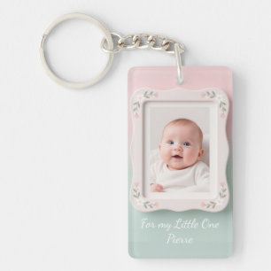 Blijde Baby Bloem Roze Groen Lijst Sleutelhanger
