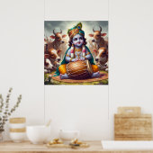 Blijde Bala Krishna Muziek Spelen Poster (Keuken)