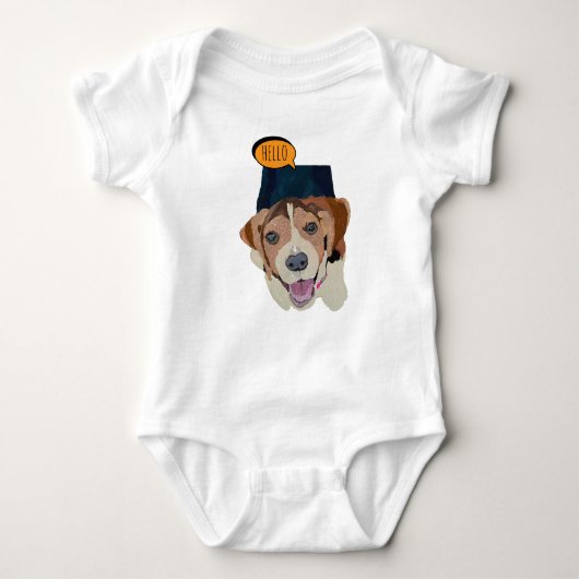 Blijde Beagle in Kleurrijke Schets Romper (Voorkant)