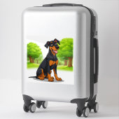 Blijde Black and Tan Hond Sticker (Koffer)